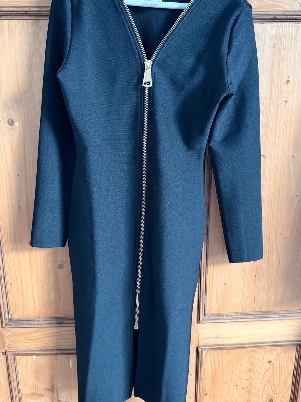 NWOT Silk & Salt Black Zip-Front Women's Bodycon Dress